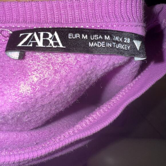 Zara Women's Balloon Sleeve Sweatshirt Purple Solid Long Sleeve Size Medium - Picture 5 of 8
